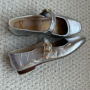 Sam Edelman Michaela Mary Jane Silver Ballet Flats size 7.5